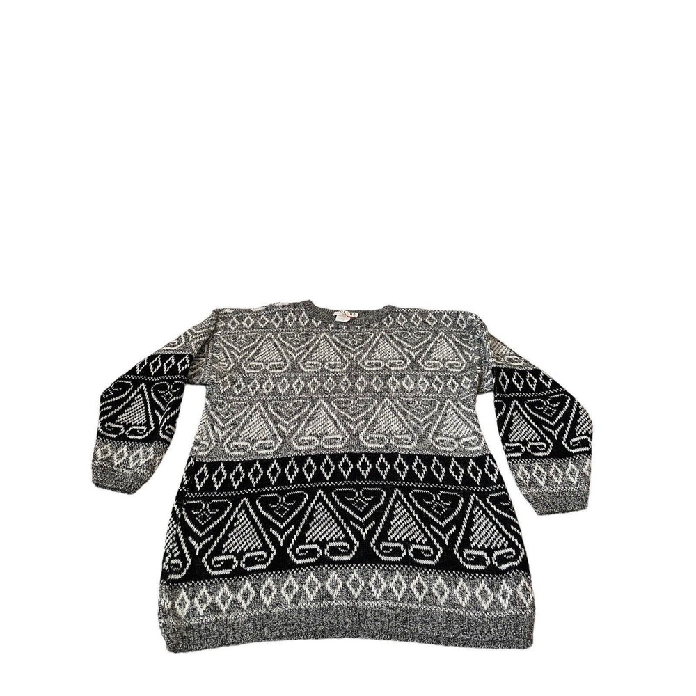 Women's Colors By Brooks Sweater Vintage Black Gray Italy Wool‎ Blend Size M - Picture 3 of 7
